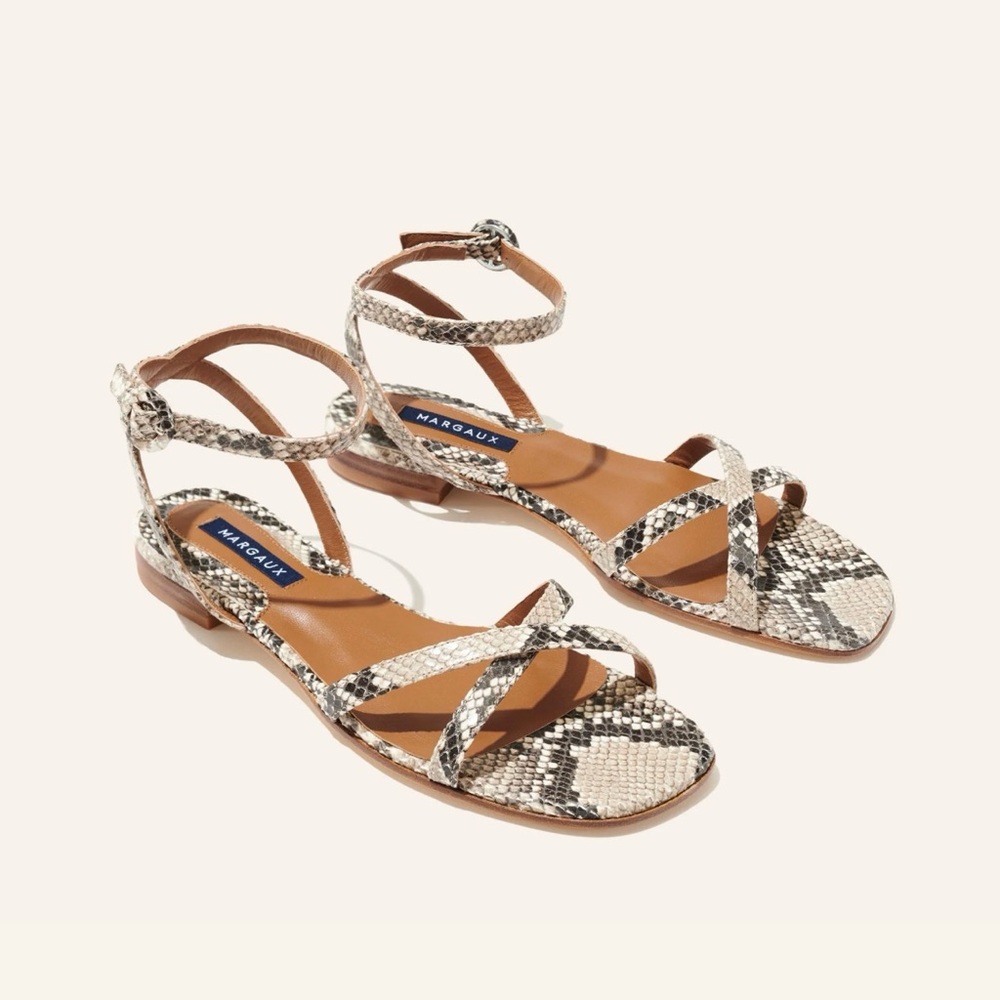 Margaux The Flat Sandal Python Embossed Size 6.5N